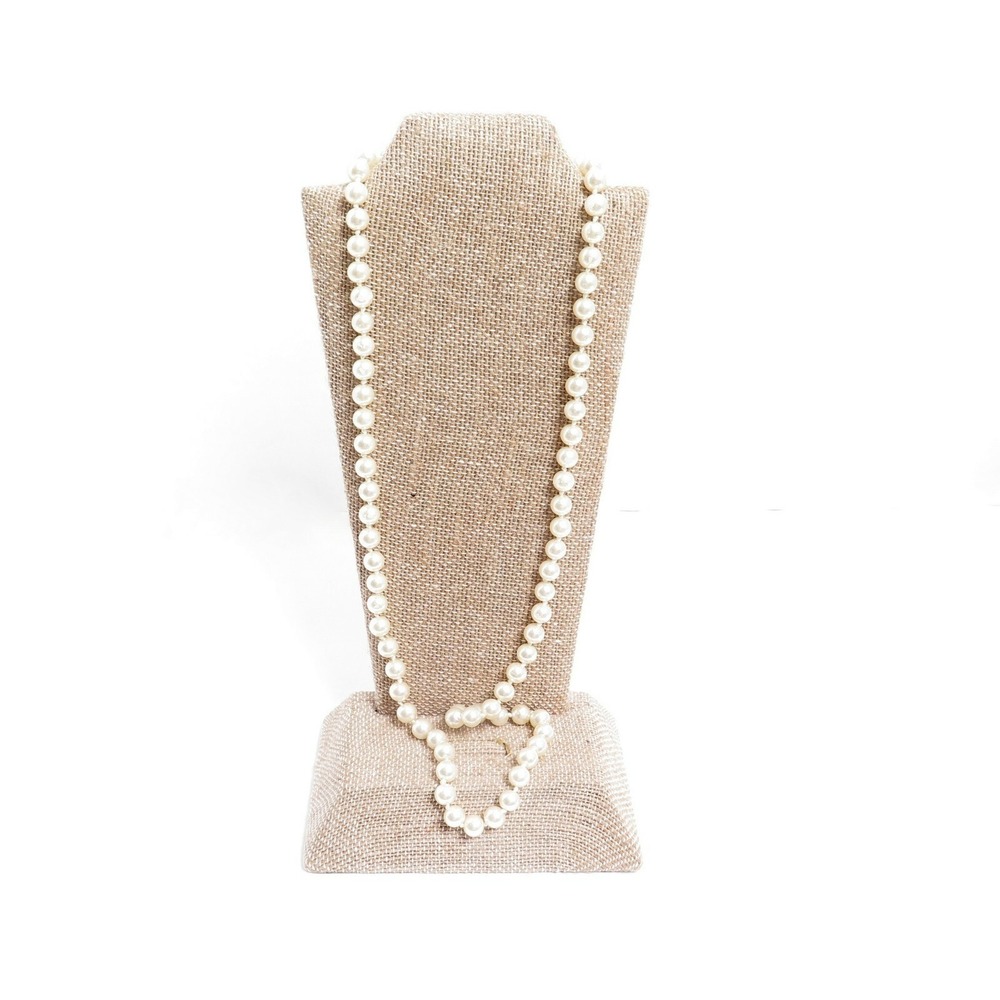 VINTAGE CLASSIC 6mm FAUX‎ PEARL BEADED NECKLACE*KNOTTED BETWEEN EACH BEAD 24"